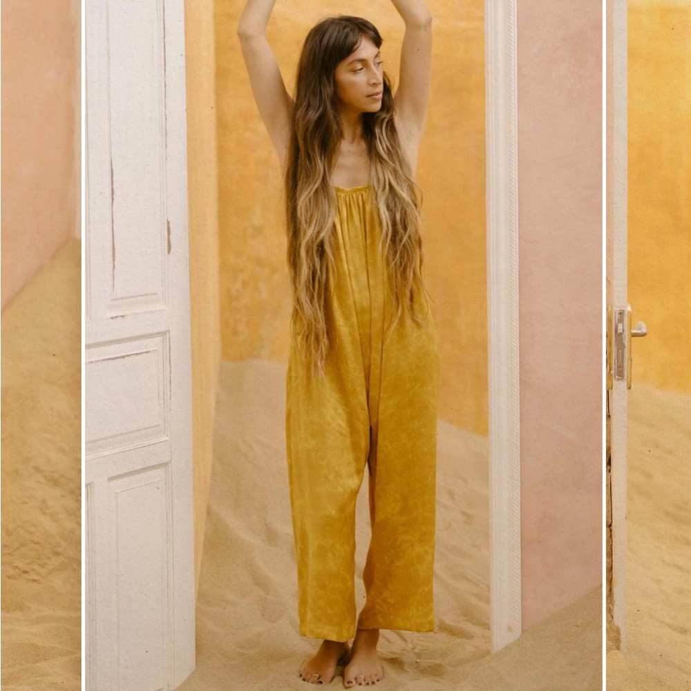 Myrah penaloza silk plant dyed romper.